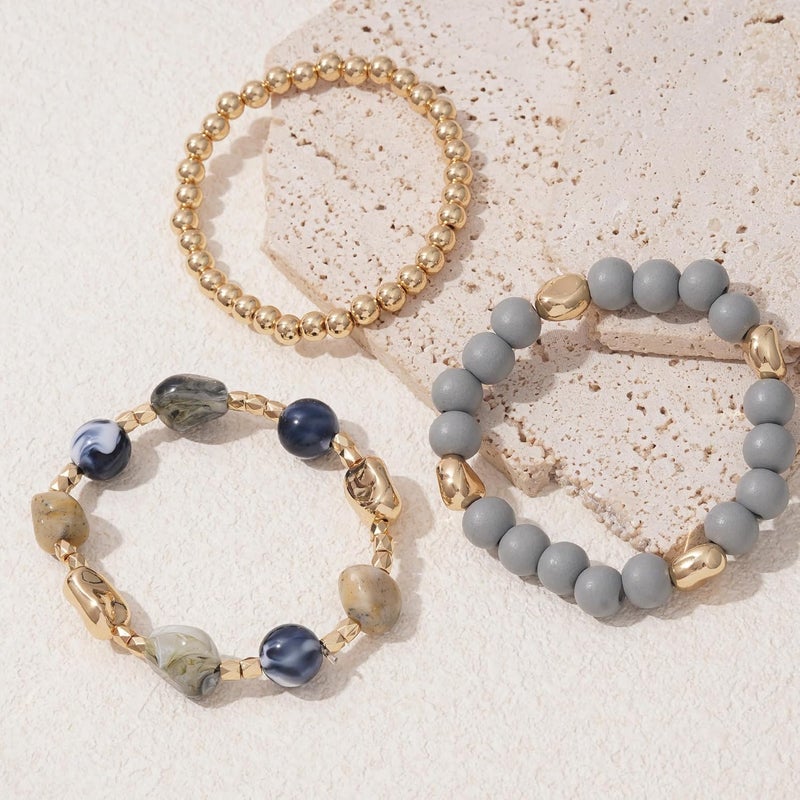 Aigrnc Boho Beaded Stretch Bracelets For Women Stackable Crystal Gold Plated Beaded Bracelets Set Trendy Handmade Friendship Braeclet Jewelry Gifts - Image 3